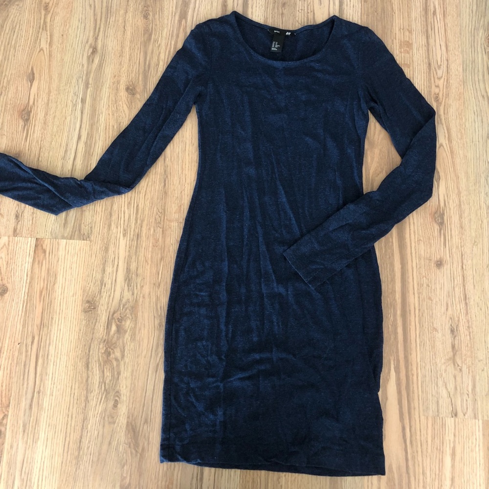 Heather Blue Long-sleeve Body-con Dress